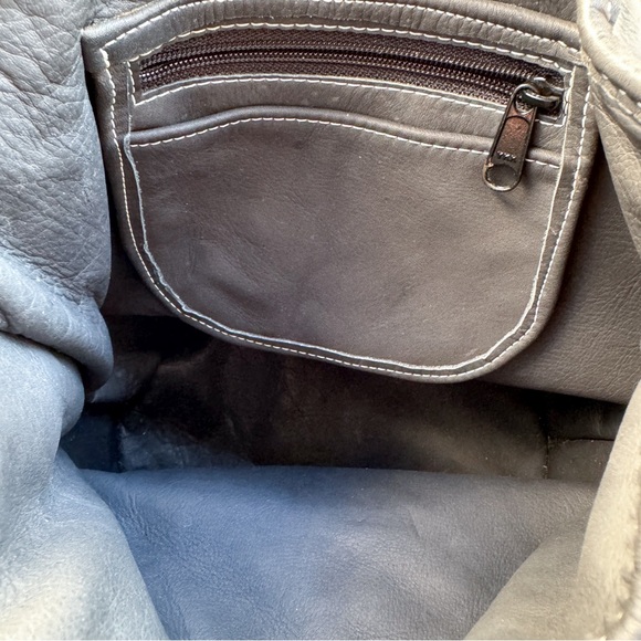 Vintage Black Gray Leather Bucket Bag - Picture 5 of 5